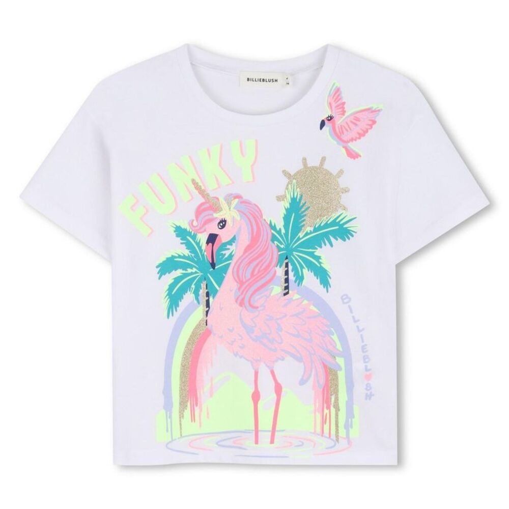 Billieblush Girls Unicorn T-Shirt / White
